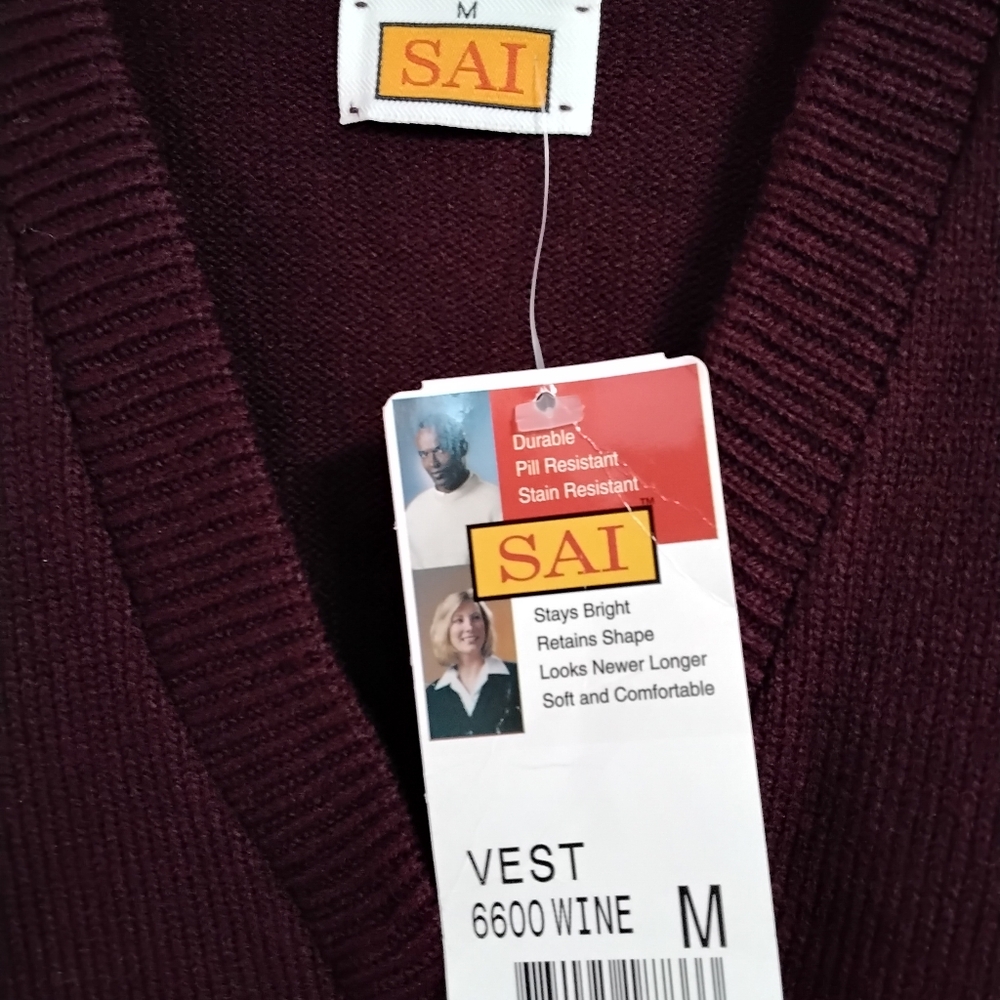 Men's/Womans Wine Colored Sweater Vest size M - Picture 2 of 2
